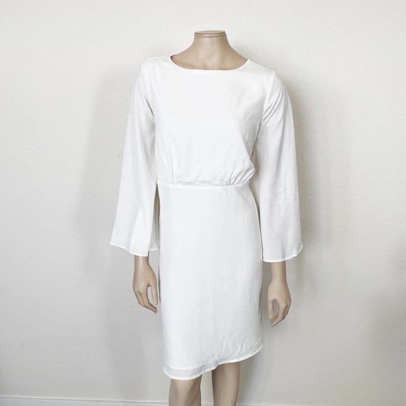 [Modcloth] Lily White Loveliness Babydoll Dress Jacquard Bell Sleeves NWT Sz 1X - Picture 2 of 12